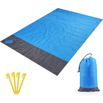 Couverture de Plage Répulsive à l'Eau pour Activités Extérieures Légère à Transporter Tapis de Pique-nique Tapis de Camping Tente Tapis Pare-soleil avec Sac de Rangement Couverture de Couchage Ge 2 x 1.4M