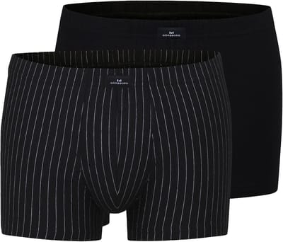 Gotzburg heren boxer normale lengte (2-pack) - zwart en zwart-wit gestreept