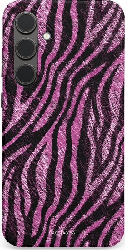 Casetastic hoesje geschikt voor Samsung Galaxy S24 Plus - Dubbellaagse bescherming - Roze Paarse Zebraprint - Fashion Case - Zwart Lila