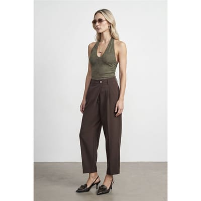 Hoge Taille Wijde Pijp Crepe Broek