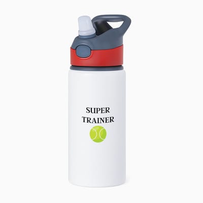Hacebo® - Tennis met eigen naam waterfles met rietje rood - Tennis - Tennisser - Sport - water fles - 650ML