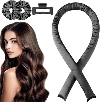 Hittevrije Krulstaven Set - Nacht Krullers - Haar Stylen - Zonder Hitte Beschadiging - Voor Lang Haar - Donkergrijs