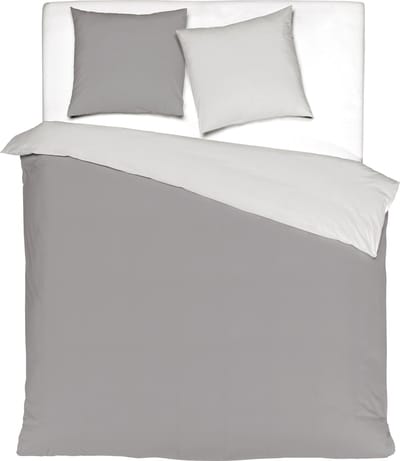 Mistral Home - DEKBEDOVERTREK - katoensatijn - 140 x 200 cm + 65 x 65 cm - eenpersoons - effen kleur - grijs