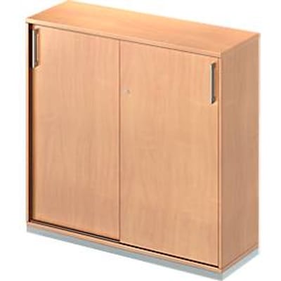 Schäfer Shop Genius schuifdeurkast TETRIS WOOD, 3 OH, B 1200 mm, incl. stalen sokkel, decor beuken