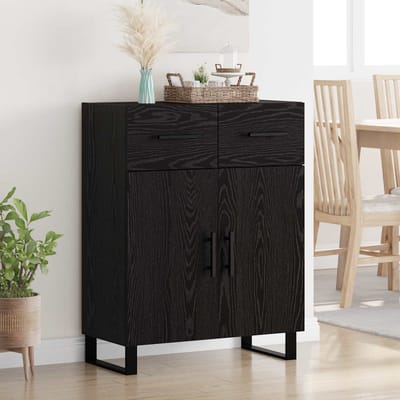 vidaXL Dressoir Zwart Eiken 69,5 x 34 x 90 cm Bewerkt hout