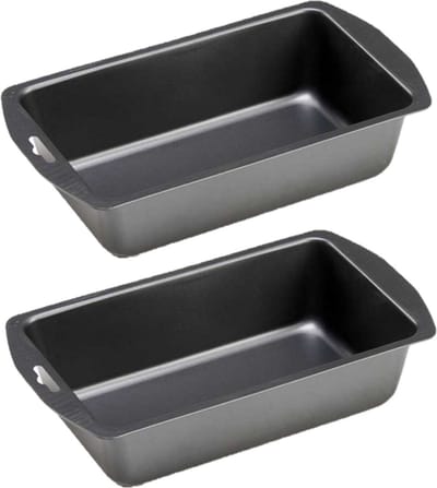 2x stuks rechthoekige anti-aanbak bakvormen/cakevormen zwart - 30 x 13 cm - Met anti-aanbak laag - Bakvormen voor o.a. cakes en brood