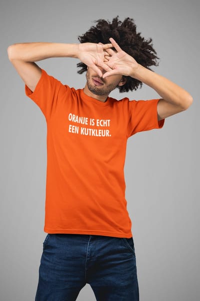 T-shirt oranje XL|Wit - Oranje is echt een kutkleur - soBAD. - Koningsdag - Unisex - Oranje - Voetbal - Nederland