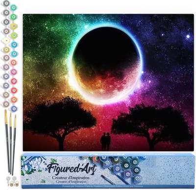 Figured'Art Schilderen op Nummer Volwassenen canvas Maankleuren - Handwerk acrylverf Kit DIY Compleet - 40x50cm zonder frame