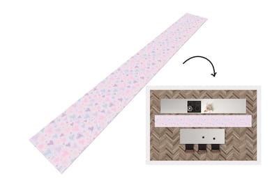 Keukenloper - Keukenmat - Meiden - Hartjes - Patronen - 400x50 cm - Keuken vloerkleed
