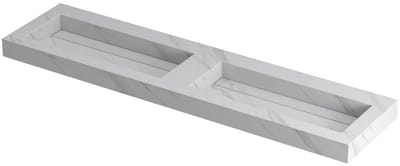 Ink Pitch dubbele meubelwastafel 180x45cm keramische slab - zonder kraangaten - Calacatta
