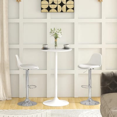 Pugsdrly 2-delige set barkrukken, barkrukken, draaibare stoelen met rugleuning, in hoogte verstelbaar, belastbaar tot 120 kg, 38 x 42 x 82-104 cm, wit