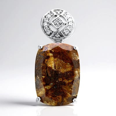Cavill - Dinosaurus Kwarts Hanger 19,14 ct - 925 Sterling Zilver Verguld - Vintage Stijl - Cambodjaanse Zirkonen Pavé