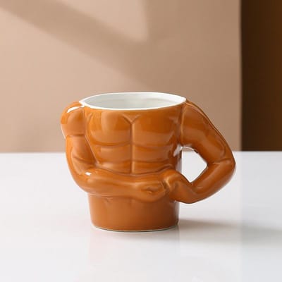 300ML Keramische Pectorales Mokken Ontbijt Melk Koffiemok met Geschenkdoos Gym Trainer Waterbekers Grappig Cadeau voor Vriend Vakantiecadeaus 300mL brown