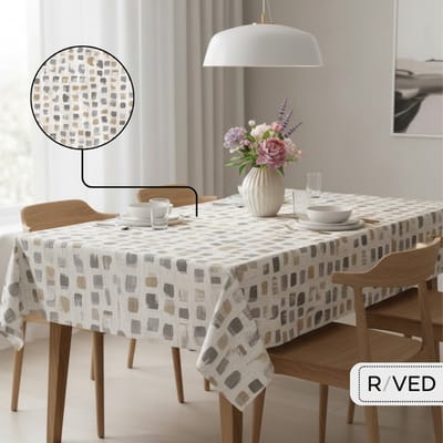 Raved Tafelzeil – 140 cm x 320 cm – Vierkantjes Bruin – PVC – Afwasbaar