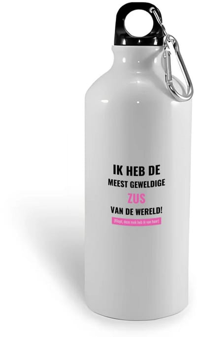 Hacebo® - ik heb de meest geweldige zus van wereld (klopt, deze mok heb ik van haar) waterfles - de meest geweldigste zus - verjaardagscadeau - verjaardag - cadeau - cadeautje voor zus - zus artikelen - kado - water fles - 400ML
