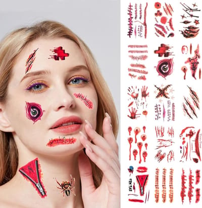 Halloween Tattoo Scar Stickers - 30 Bladen Waterdichte Tatoeages voor Kostuum, Make-up Accessoires en Horrorfeest Decoratie