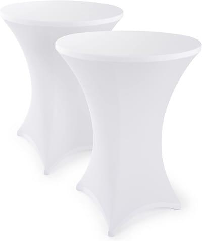 Set van 2 Elastische Tafelhoezen voor Bartafel/Hogetafel 60-65 cm Wit - Stretchy Hoes