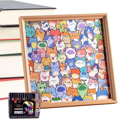 Houten Kat Puzzel - Fotolijst Puzzel - Creatief Tijdverdrijf - 2-in-1 Ontwerp - 318 x 315 cm - 24 Kleuren