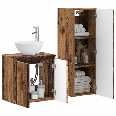 vidaXL - Badkamermeubel - Set - 2 - st - Oud - hout - 33 - x - 34,5 - x - 100 - cm