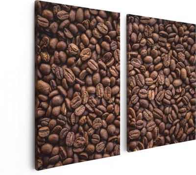 Artaza Canvas Schilderij Tweeluik Bruine Koffiebonen - 80x60 - Foto Op Canvas - Canvas Print