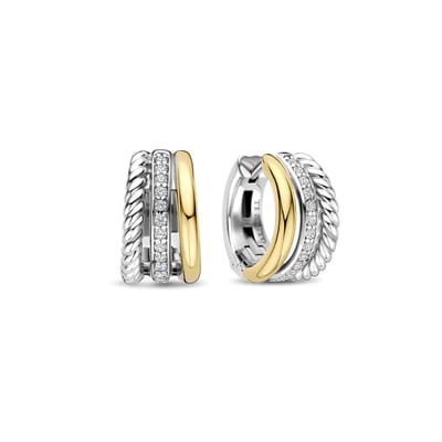 TI SENTO Dames Oorbellen - 925 zilver - Zirkonia met geel verguld - 78025ZY