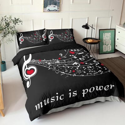 Muzieknoot Beddengoedset Zwart Wit 3d Dekbedovertreksets Dekbed Bedlinnen Twin Queen King Eenpersoonsmaat Muziekinstrument Piano Us Twin 173x218cm