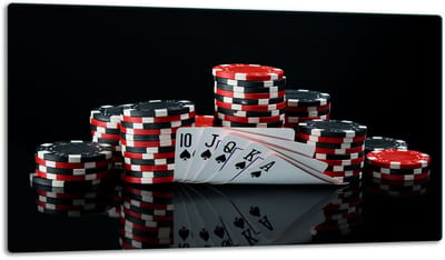 TMK ArtDeko - Snijplank - Inductiebescherming - 52x30 cm - Poker Motief