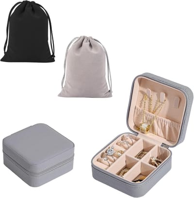 Sieraden Organizer met 2 Organizer Tassen, PU Leer, Draagbare Mini Reis Sieraden Box, Perfect voor Vrouwen en Meisjes, Ideaal als Cadeau voor Sieradenliefhebbers