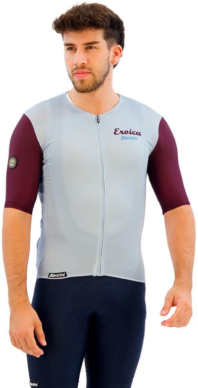 Santini Eroica Borgo Korte Mouw Wielertrui Blauw M Man,Vrouw