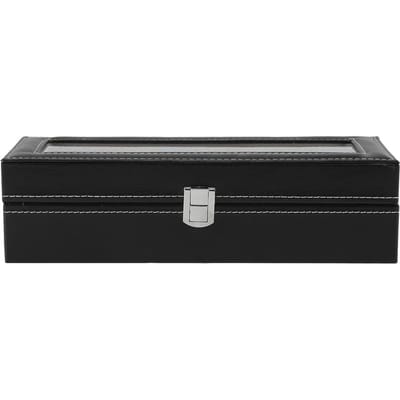 1 stuk hoogwaardige PU-leren doos met 6 sleuven voor horloge-sieradendisplay en opbergorganizer. gray