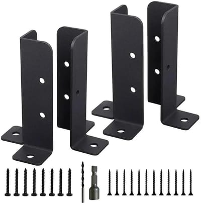Paalankers Set - Houten paalhouders - Omheiningen Plaatsen - Versterkte Basis - 4 Stuks - Zwart