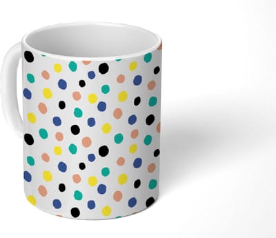 Mok - Koffiemok - Stippen - Patronen - Geel - Mokken - 350 ML - Beker - Koffiemokken - Theemok