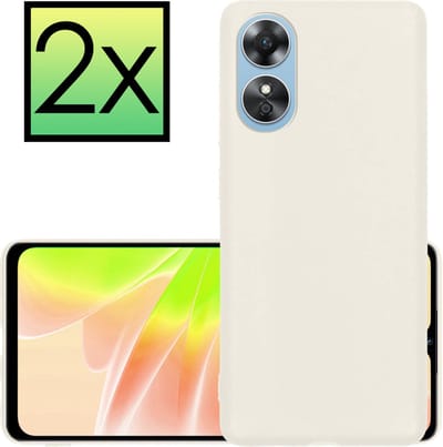 Hoesje - 2 Stuks - Geschikt voor OPPO A17 - Sterk & Shockproof - Case Siliconen - Back Cover - Telefoon Hoes - Wit
