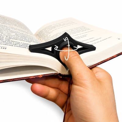 Boekpaginahouder – Duimring Leeshulp 25 mm – Paginahouder voor Boeken – Ergonomische Leesaccessoire – Handsfree Lezen – Zwart