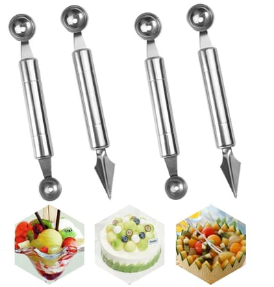 Dailygoods- Fruit Snijmes Set - Roestvrij Staal - Meloen Lepel/Bal Snijder - Multifunctioneel Gereedschap - Vaatwasmachinebestendig - Comfortabele Handgreep - Fruitgereedschap