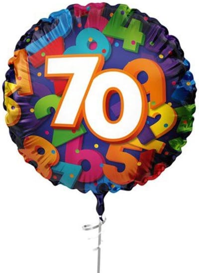 Folieballon - 70 jaar - Cijfers - 45cm - zonder vulling