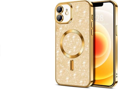 Glitter Telefoonhoesje Geschikt voor Magsafe met Camera Bescherming voor iPhone 16 - FuturiQ - Goud