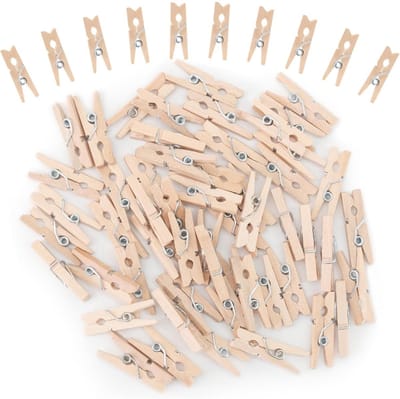 EXCITAT Mini Wasknijpers - Kleine Clips - Kleine Houten Wasknijpers - Foto Clips - Hobby Clips - Duurzaam Hout - 100 stuks - 25mm