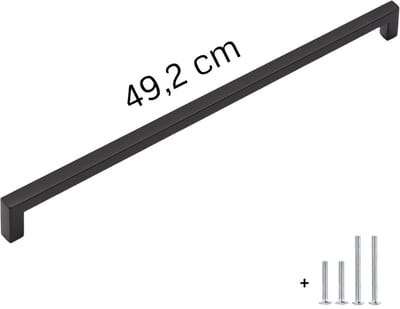 Handgreep Zwart 49,2 cm – Extra Lange Kastgreep & Meubelhandvat Metaal – Voor Keukenkastjes, Lades & Schuifdeuren – Industrieel & Landelijk