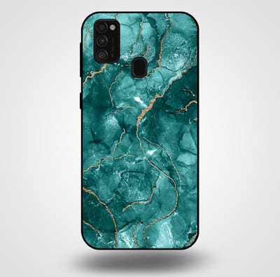 Smartphonica Telefoonhoesje voor Samsung Galaxy M31 met marmer opdruk - TPU backcover case marble design - Goud Groen geschikt voor Samsung Galaxy M31