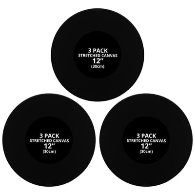 Unyqoos ® Creatieve Ronde Kunstdoeken - Set van 3 Zwarte Canvas Schilderoppervlakken van 30 cm Diameter
