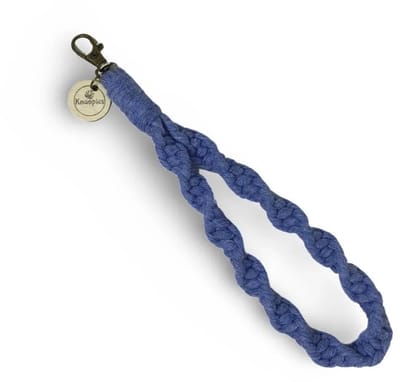 Macramé Pols Keycord - Twist - Denim Blauw - Katoenkoord - Prijs per Stuk - Inclusief Verzendkosten