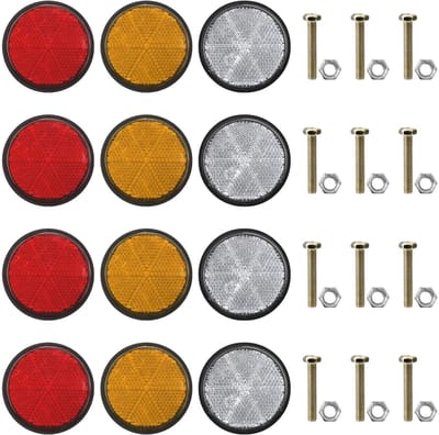 Dailygoods- Reflector Set van 12 Stuks - Reflectoren Fiets/Auto/Motor - Hoogwaardige Materialen - Roestvrij Staal - Uitstekende Reflecterende Prestaties - Veiligheidsreflector