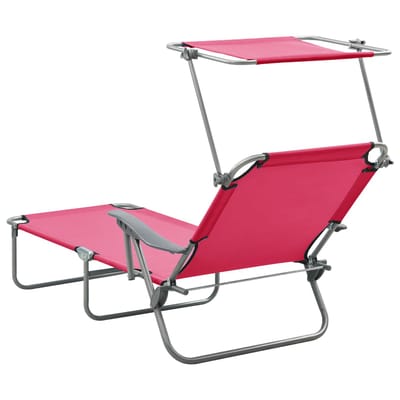 vidaXL - Ligbed - met - luifel - staal - roze