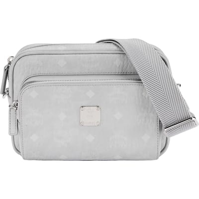 MCM Aren Visetos Monogram Nappa Lederen Afwerking Schouder Crossbody Tas Klein Dames tassen Grijs MMRAAKC02FP001 Basic Set (Bag+Dust Bag) gray
