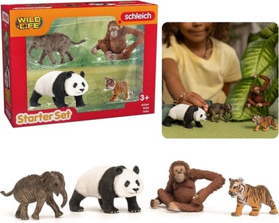 SLH42736 Schleich Wild Life - Startset van Vier Wilde Dieren, Azië, Figuren voor Kinderen 3+
