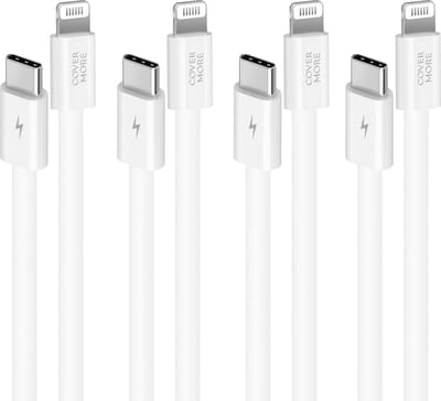 Usb C kabel geschikt voor Apple Lightning - Oplaadkabel geschikt voor iPhone, iPad en AirPods - 4 stuks - 1 meter - Wit