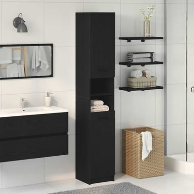vidaXL - Badkamerkast - Zwarte - eik - 32 - x - 34 - x - 188,5 - cm - Geconstrueerd - hout