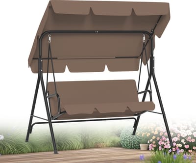 3-Zits Schommelbank met Verstelbaar Zonnedak en Kussens voor Tuin en Terras