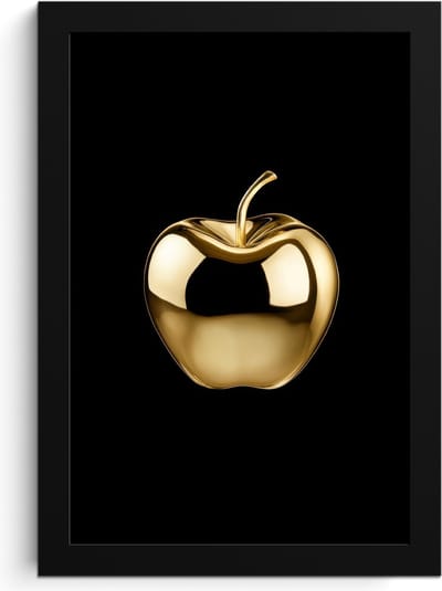 Fotolijst inclusief poster - Posterlijst 20x30 cm - Posters - Appel - Goud - Chrome - Zwart - Foto in lijst - Keuken decoratie muur - Wanddecoratie accessoires - Muurdecoratie - Schilderijen